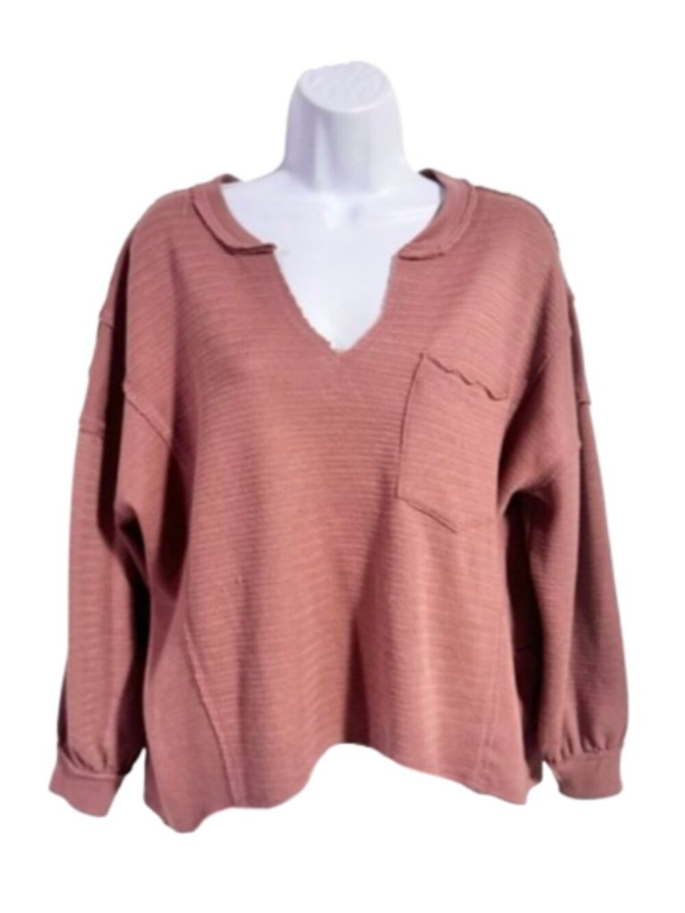 Blu Pepper Dusty Rose Thermal Knit Top - S